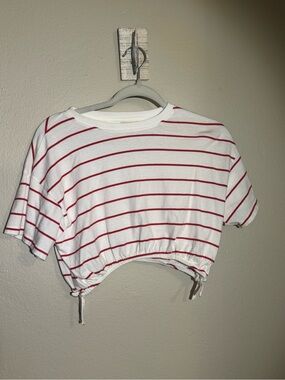 Zara White Tee with Red Stripes